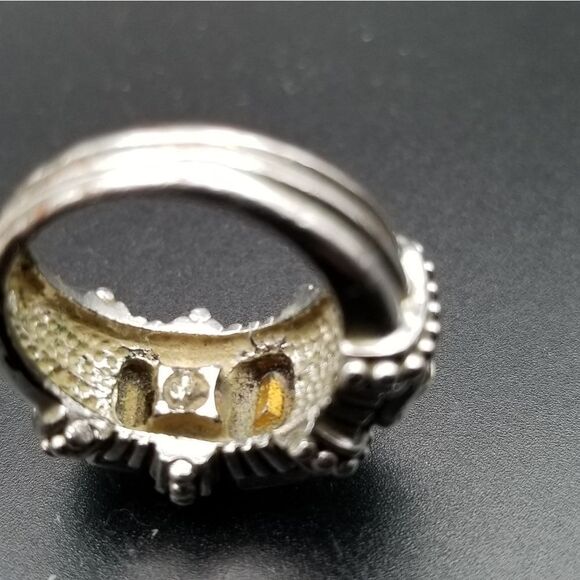 Vintage! 14k gold nugget encrusted in band Glass crystal size 5.5 luxury. R101 - Picture 6 of 6